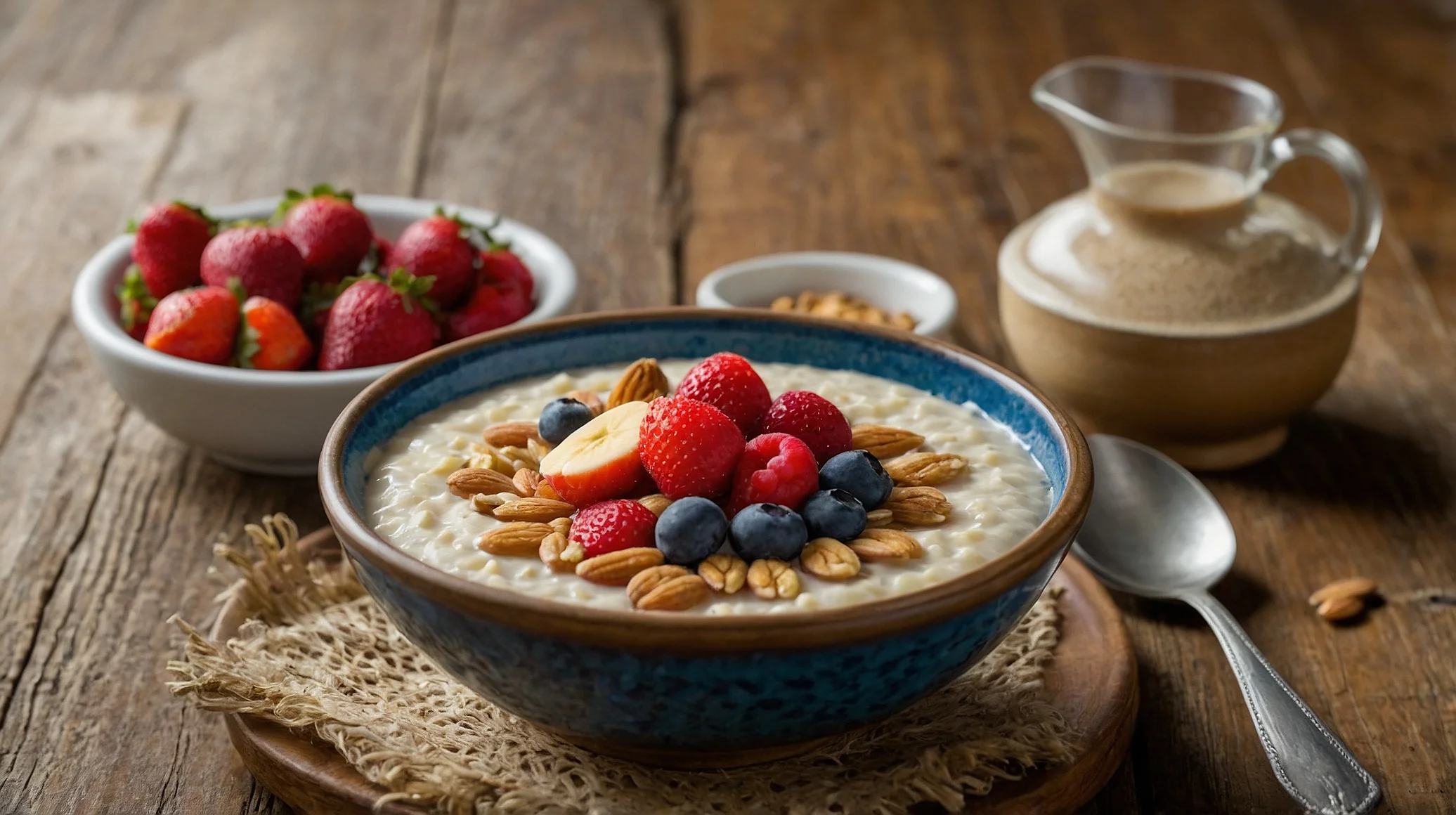 : Avena cremosa con rodajas de plátano, miel y canela