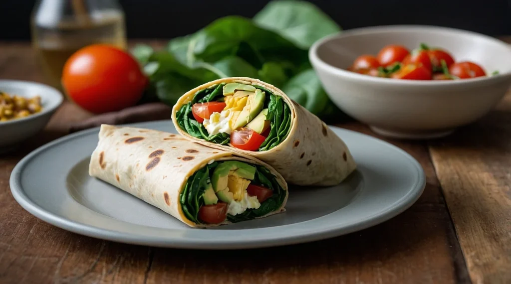 Wrap de Desayuno Saludable con Tortilla Integral, Huevo y Aguacate